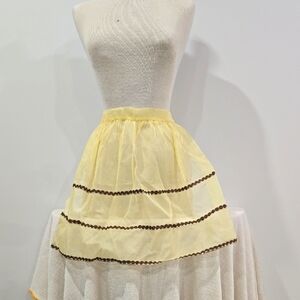 Retro 50's/60's Yellow Gauzey Apron with Brown Accents